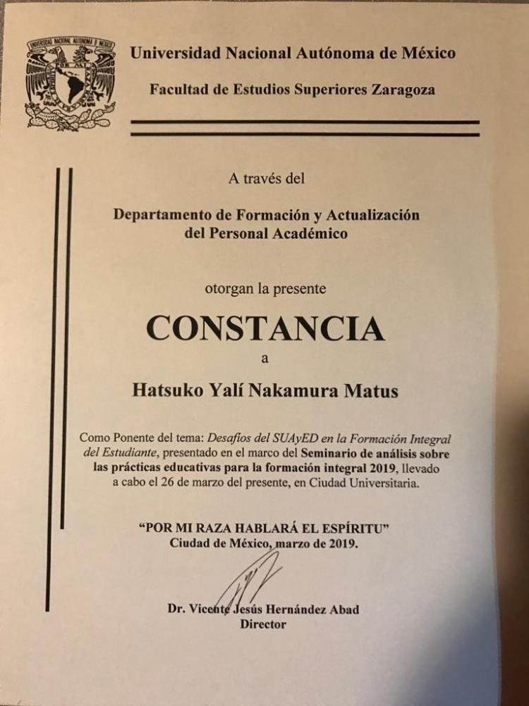 Ponencia: “Desafíos del SUAyED en la Formación Integral del Estudiante”, en el marco del Seminario de análisis sobre las prácticas educativas para la formación integral 2019.